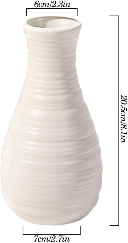 Vase for Flowers, Ceramic Look Plastic Vase for Home Decor, Living Room, Table (Seashell White)