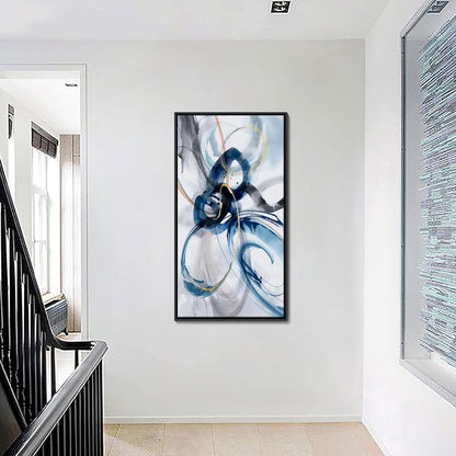 Large Wall Art for Living Room - Abstract Wall Decor Framed Picture Artwork for Wall Decorative Paintings Blue and White Modern Office Bedroom Art