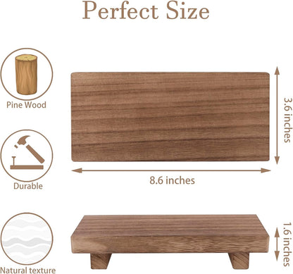 Small Wood Tray Pedestal Stand Farmhouse Bathroom Decor Decorative Wooden Riser Kitchen Soap Dish Holder for Vanity, Counter, Sink, Brown