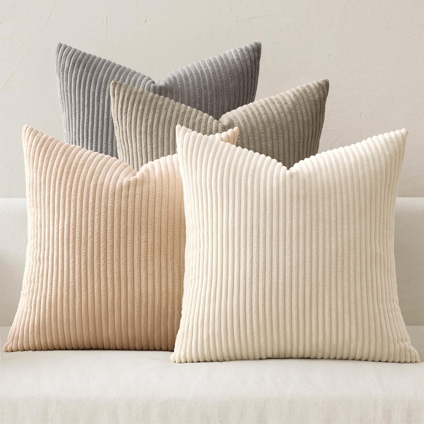 Boho Farmhouse Sage Green Throw Pillow Covers 18x18 Inch Set of 4 Mordern Nordic Cushion Covers Soft Corduroy Spring Home Decor for Couch Bed Sofa Living Room Forest Green