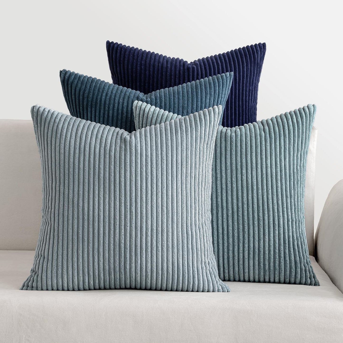 Boho Farmhouse Sage Green Throw Pillow Covers 18x18 Inch Set of 4 Mordern Nordic Cushion Covers Soft Corduroy Spring Home Decor for Couch Bed Sofa Living Room Forest Green