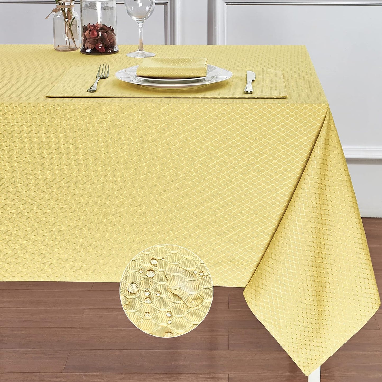 Rectangle Table Cloth Linen Farmhouse Stainproof Waterproof Washable Polyester Oblong Rectangular Fabric Table Cover for Kitchen Dining Dinner (Red, 52 X 70 Inch)