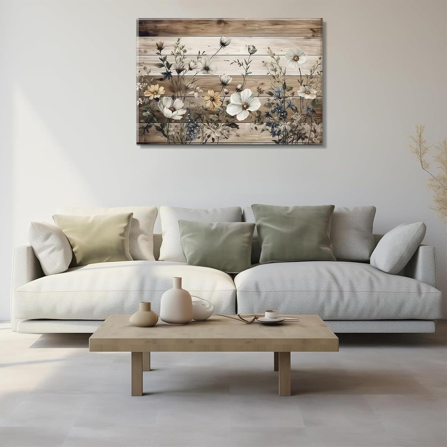 Vintage Floral Wall Art Rustic Flowers Wall Decor Farmhouse Canvas Poster Picture for Home Wall Decor, Living Room and Bedroom Decor 12x16 Inch Ready to Hang