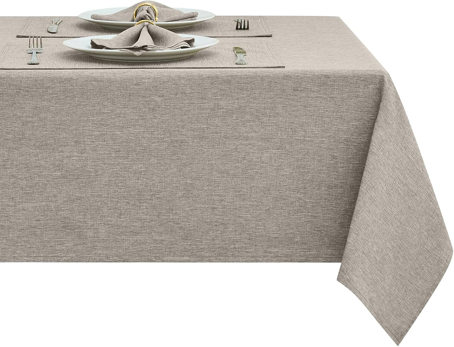 Rectangle Table Cloth Linen Farmhouse Stainproof Waterproof Washable Polyester Oblong Rectangular Fabric Table Cover for Kitchen Dining Dinner (Red, 52 X 70 Inch)