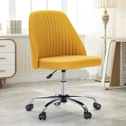 Office Chair, Comfy Desk Chair Rolling Vanity Swivel Task Chairs with Wheels, Wide Seating Armless Height Adjustable Computer Chairs for Home,Bedroom,Student,Adults, Classic Grey