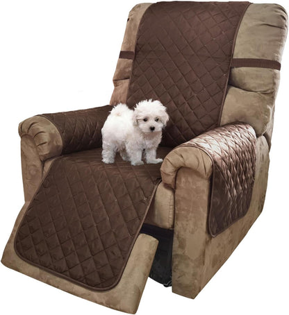 Reversible Sofa Cover Washable Couch Cover for Dogs Friendly with Elastic Straps Water Repellent Furniture Protector for 3 Cushion Couch (Sofa, Coffee/Beige)