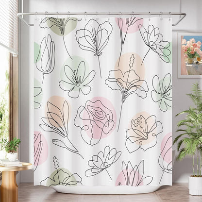Shower Curtain, Washable Cloth Black Shower Curtain Sets with 12 Shower Curtain Hooks, Fabric Rustic Black and White Striped Curtain, Farmhouse Bathroom Curtains, 72x72 Inches