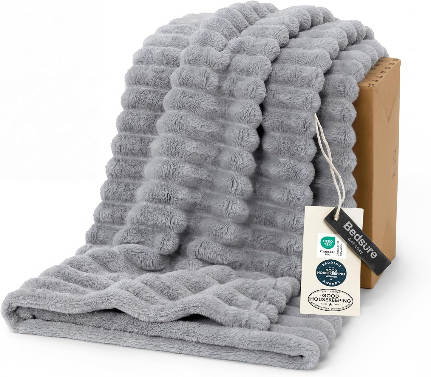 Bedsure GentleSoft Blankets Queen Size for Bed - Cozy Soft Sofa Couch Cover Blankets for Women, Cute Large Bedding Fleece Throws for Girls, Off White, 90x90 Inches