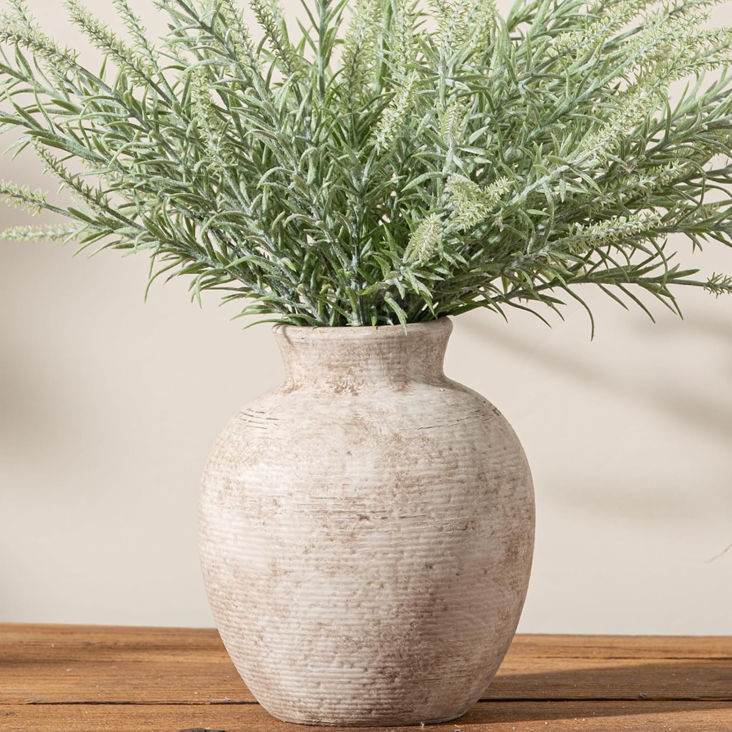 Ceramic Flower Vase Home Decor - Large Farmhouse Table Vases Rustic Vintage Living Room Kitchen Bedroom Decorations for House Book Shelf Office Coffee Desk Dining Fireplace (9" Rustic)