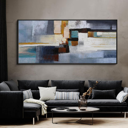 Large Wall Art for Living Room - Abstract Wall Decor Framed Picture Artwork for Wall Decorative Paintings Blue and White Modern Office Bedroom Art