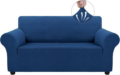 Couch Covers for 3 Cushion Couch Sofa Pet Friendly, 3 Seater Sofa Cover Washable Slipcovers Protector Furniture Covers for Dogs Spandex Jacquard Fabric Small Checks（Large，Black）
