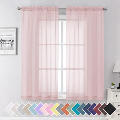 Sheer Navy Blue Curtains 84 inch Length 2 Panels Set, Airy Soft-Touching Rod Pocket Voile Drapes for Living Room/Bedroom, Each 40W x 84L