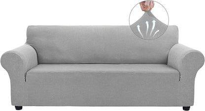 Couch Covers for 3 Cushion Couch Sofa Pet Friendly, 3 Seater Sofa Cover Washable Slipcovers Protector Furniture Covers for Dogs Spandex Jacquard Fabric Small Checks（Large，Black）