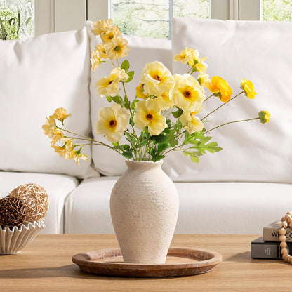 Ceramic Flower Vase Home Decor - Large Farmhouse Table Vases Rustic Vintage Living Room Kitchen Bedroom Decorations for House Book Shelf Office Coffee Desk Dining Fireplace (9" Rustic)