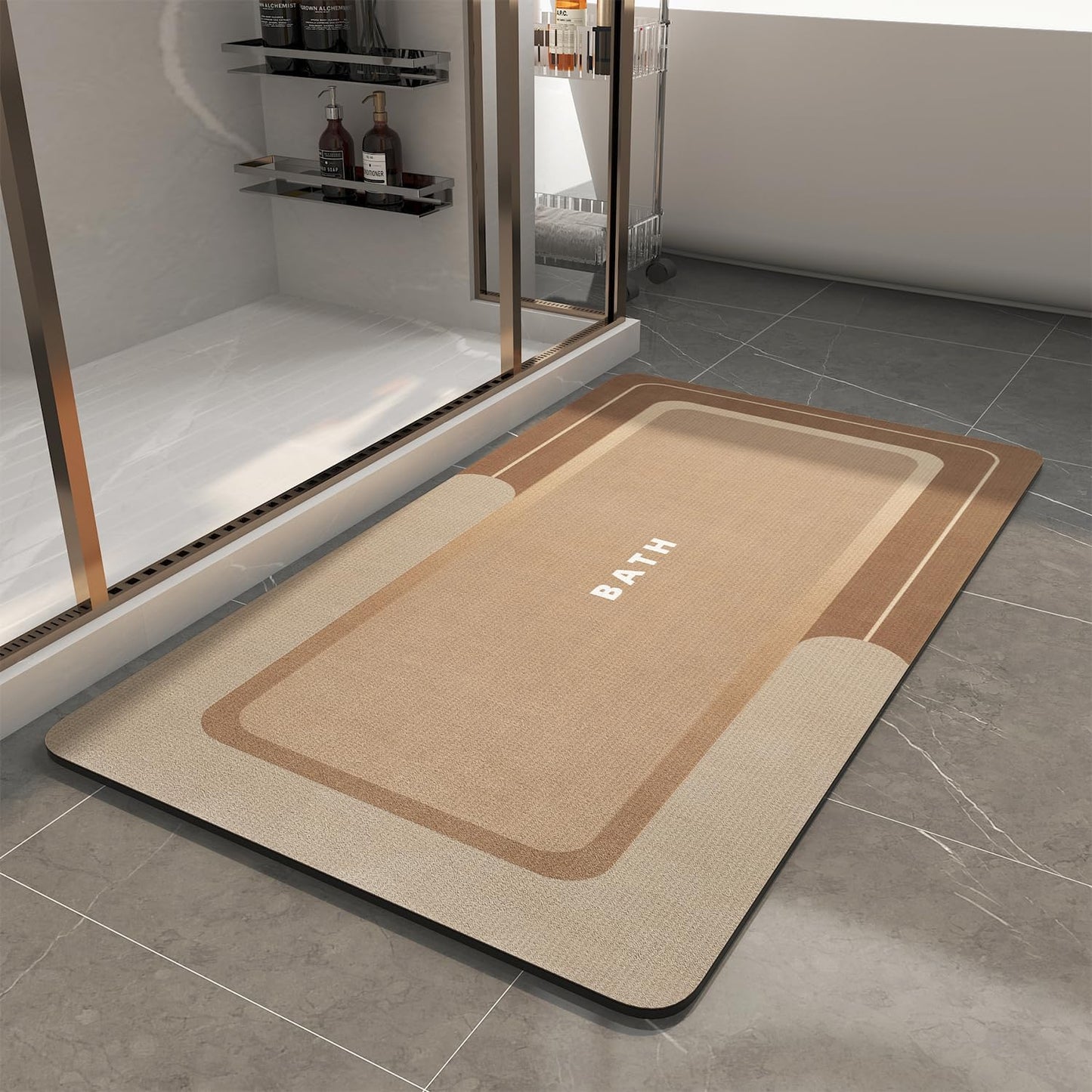 Mat-Bathroom Mat Rug Non Slip Super Absorbent Stain Resistant Quick Dry Thin Bath Rug-Bath Mats for Bathroom Floor Bathtub Vanity-Bathmat Bath Rug Easy Care-17"x27" Grey