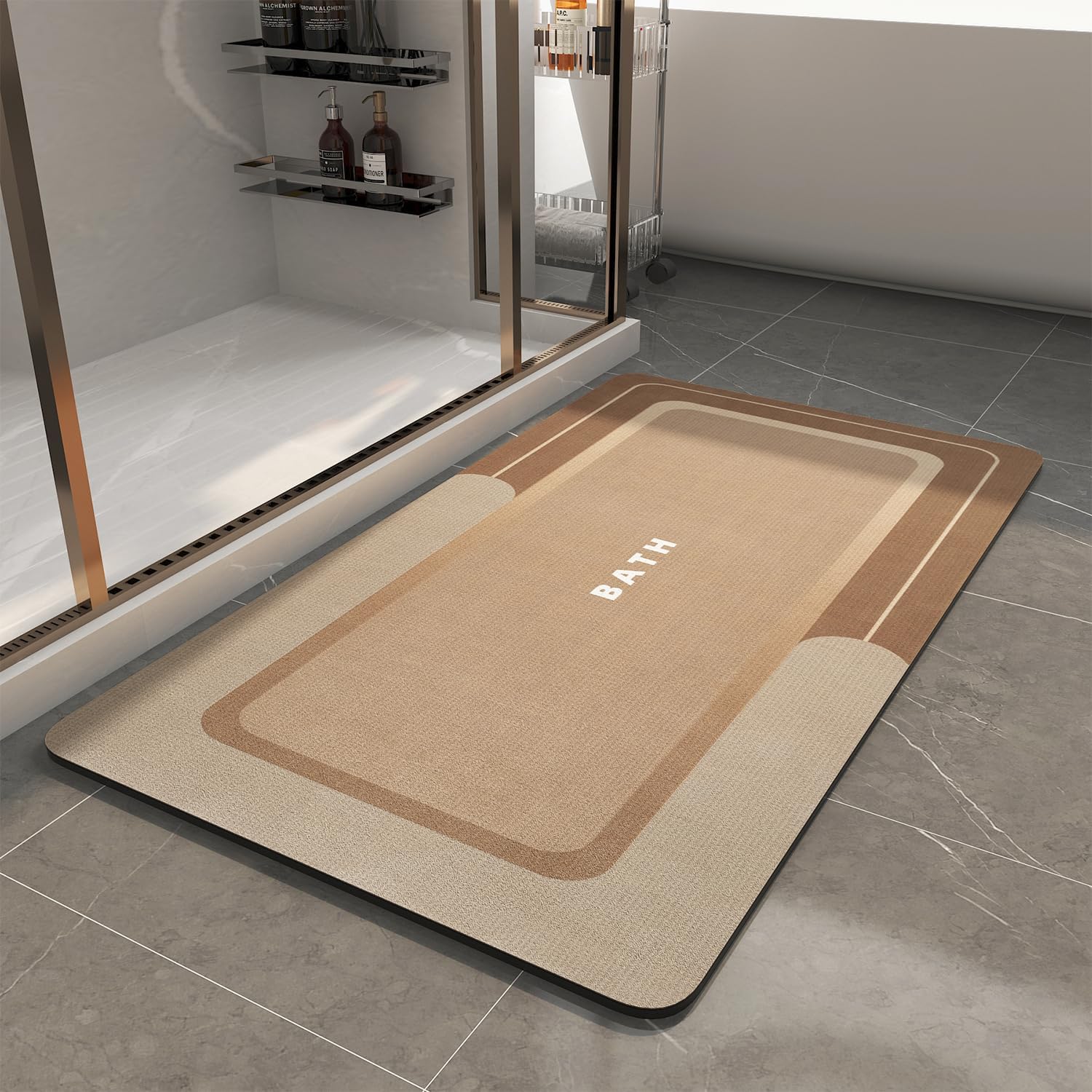 Mat-Bathroom Mat Rug Non Slip Super Absorbent Stain Resistant Quick Dry Thin Bath Rug-Bath Mats for Bathroom Floor Bathtub Vanity-Bathmat Bath Rug Easy Care-17"x27" Grey