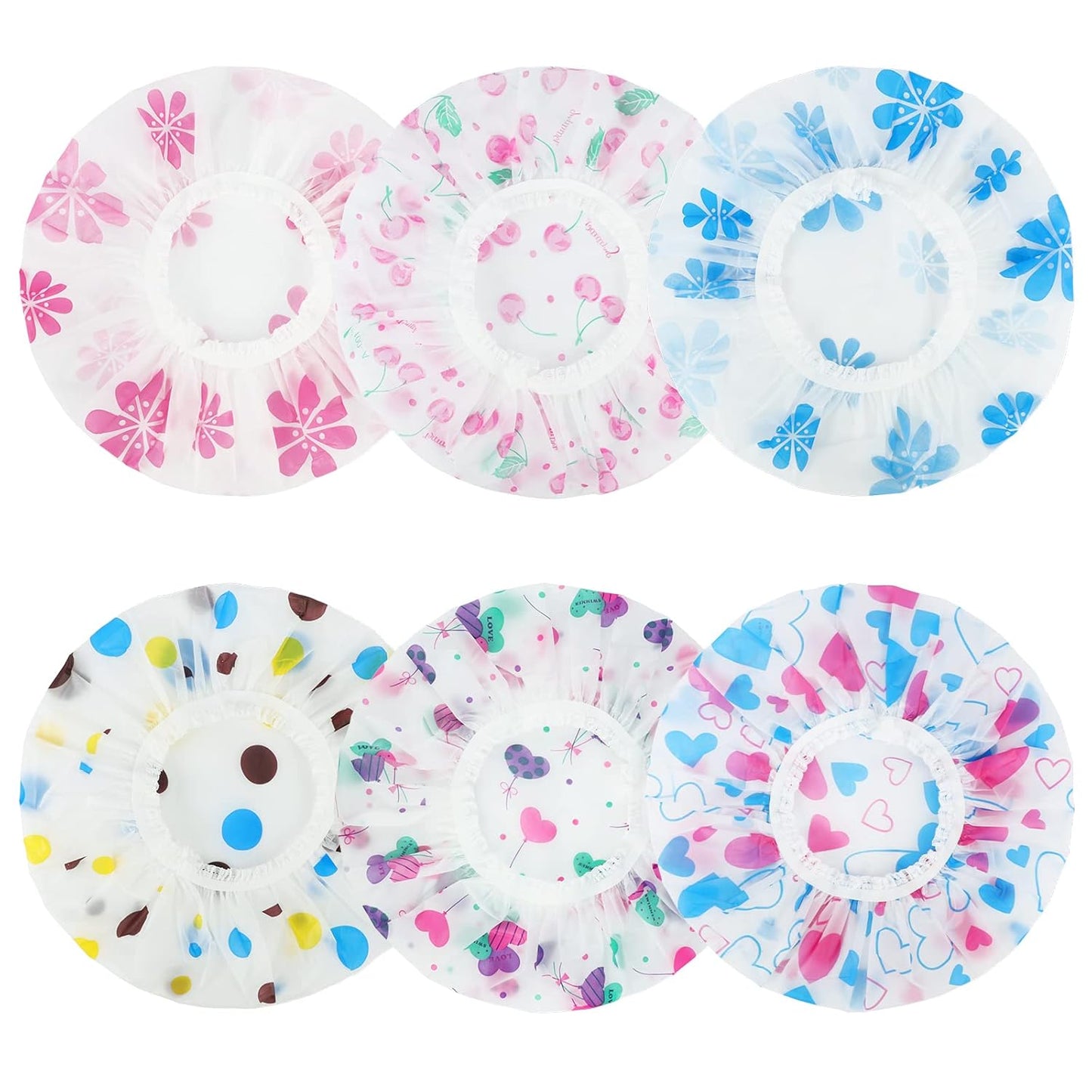 Shower Caps, 3 Pcs Plastic Reusable Shower Caps Elastic Band Bath Caps for Women Ladies Spa Salon