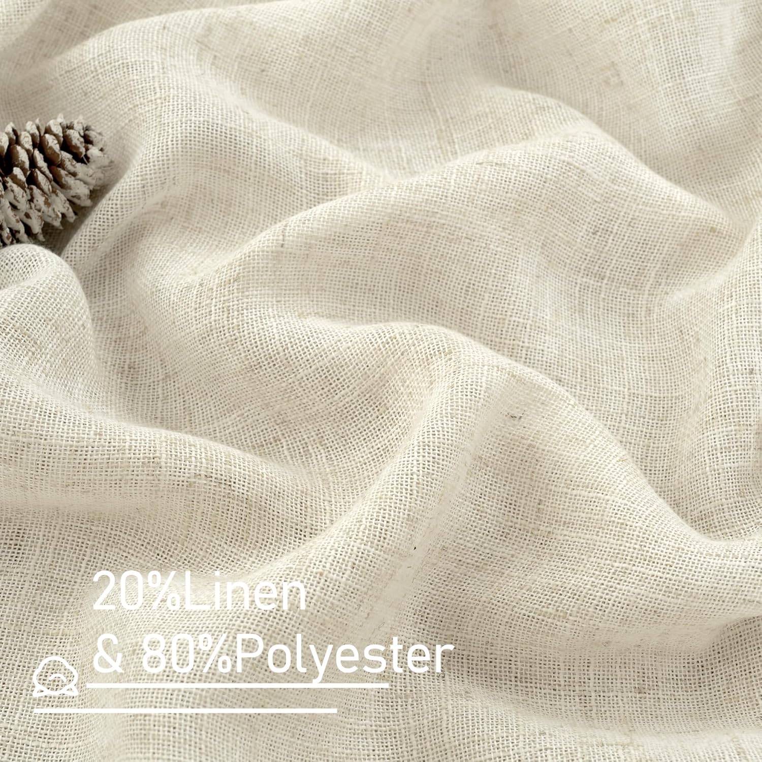 Natural Ivory Linen Semi Sheer Curtains 84 inch Length, Cream Light Filtering Soft Thick Neutral Living Room Drapes with Bronze Grommet for Bedroom/Farmhouse, 2 Panels, 52 x 84 Inch