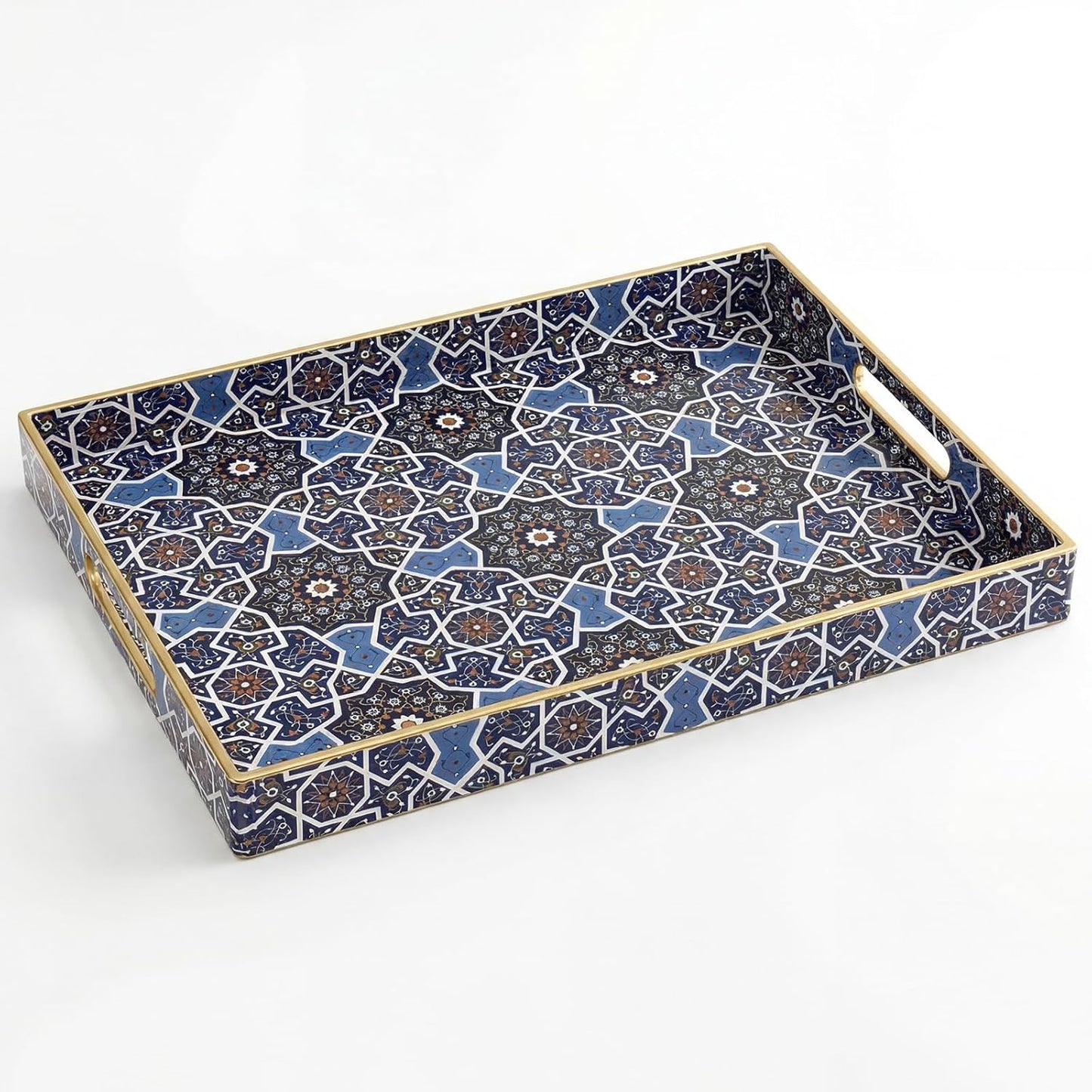 Coffee Table Trays for Living Room Serving Tray with Handles, Modern Large Tray for Ottoman Coffee Table