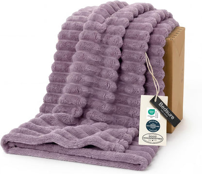 Bedsure GentleSoft Blankets Queen Size for Bed - Cozy Soft Sofa Couch Cover Blankets for Women, Cute Large Bedding Fleece Throws for Girls, Off White, 90x90 Inches