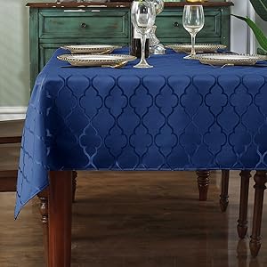 Jacquard Tablecloth Damask Fabric Table Cloth Water Resistant & Wrinkle Free Spillproof Polyester Table Cover for Kitchen Dining Tabletop (Rectangle/Oblong, 52" x 70" (4-6 Seats), Gray)