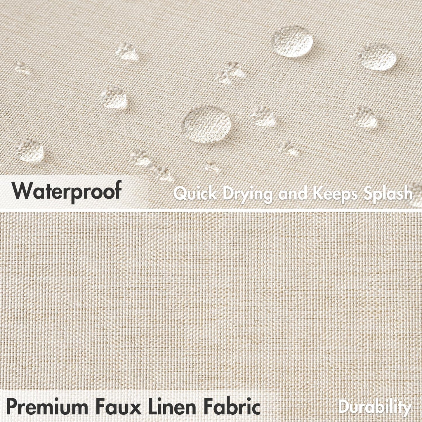 Beige Scalloped Shower Curtain Linen Textured with 12 Metal Hooks Cute Heavy Duty Washable Waterproof Neutral Thick Cloth Shower Curtains with Black Border for Bathroom Bathtub,W72*L72 Cream