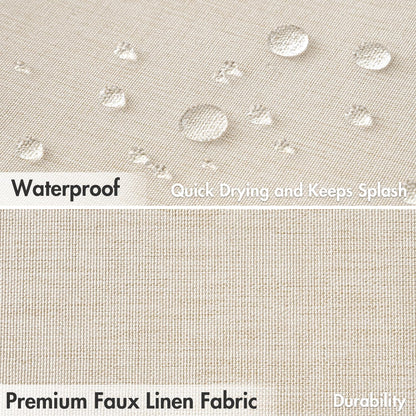 Beige Scalloped Shower Curtain Linen Textured with 12 Metal Hooks Cute Heavy Duty Washable Waterproof Neutral Thick Cloth Shower Curtains with Black Border for Bathroom Bathtub,W72*L72 Cream