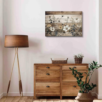 Vintage Floral Wall Art Rustic Flowers Wall Decor Farmhouse Canvas Poster Picture for Home Wall Decor, Living Room and Bedroom Decor 12x16 Inch Ready to Hang