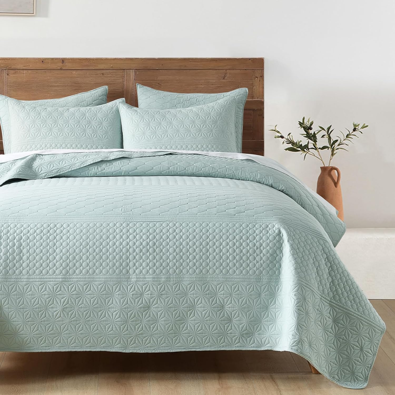 HOME Quilt Set Queen Size Navy Blue, Classic Geometric Diamond Stitched Pattern, Ultra Soft Microfiber Lightweight Bedding Bedspread Coverlet for All Season with 1 Quilt 2 Pillow Shams