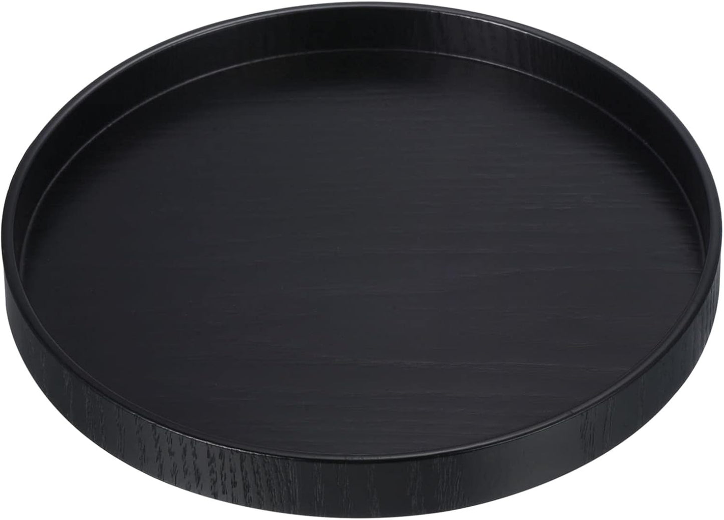 Wood Serving Tray 8 Inch, Round Decorative Platter for Home Decor Kitchen Table Candle Holder, Black