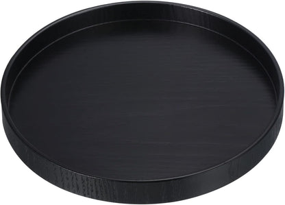 Wood Serving Tray 8 Inch, Round Decorative Platter for Home Decor Kitchen Table Candle Holder, Black