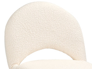Vanity Chair with Adjustable Backrest, Boucle Upholstery Armless Makeup Stool, Cream White Sherpa Vanity Stool with Gold Metal Legs for Bedroom Living Room Kitchen Dinning Room (Gold and White)