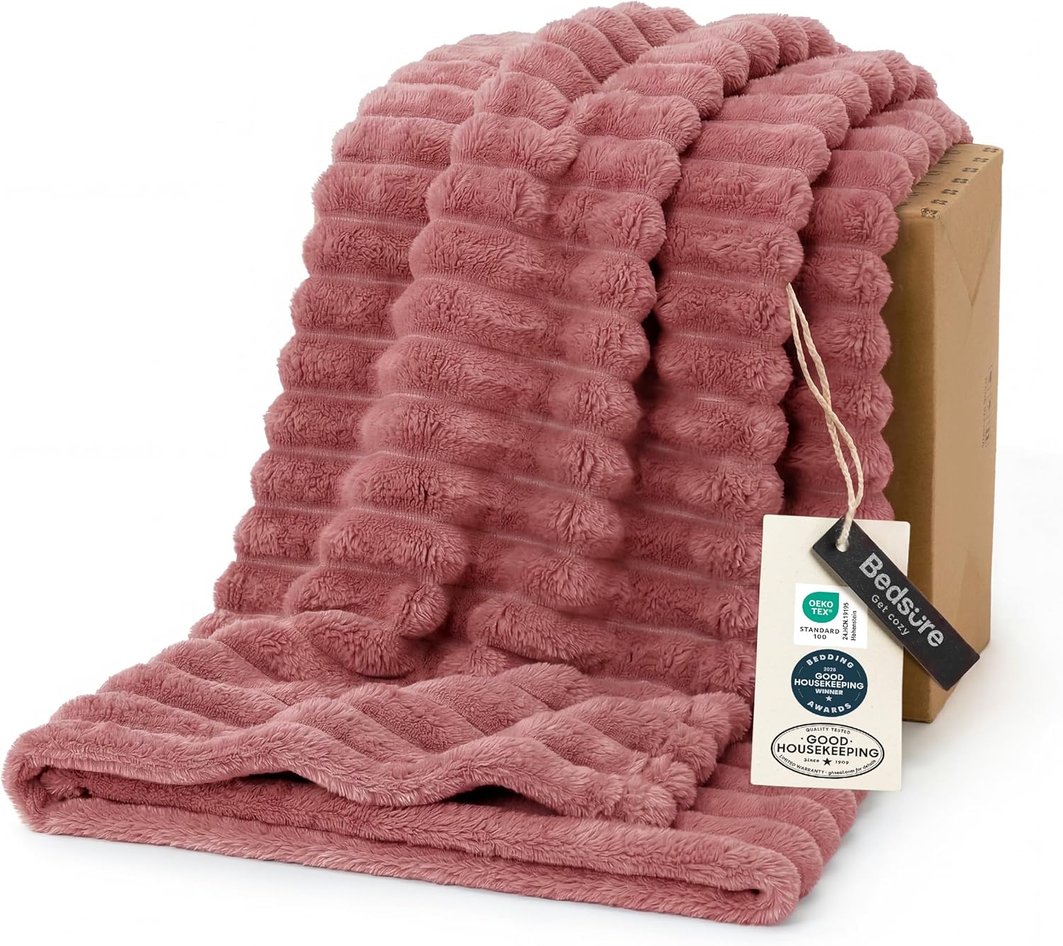 Bedsure GentleSoft Blankets Queen Size for Bed - Cozy Soft Sofa Couch Cover Blankets for Women, Cute Large Bedding Fleece Throws for Girls, Off White, 90x90 Inches