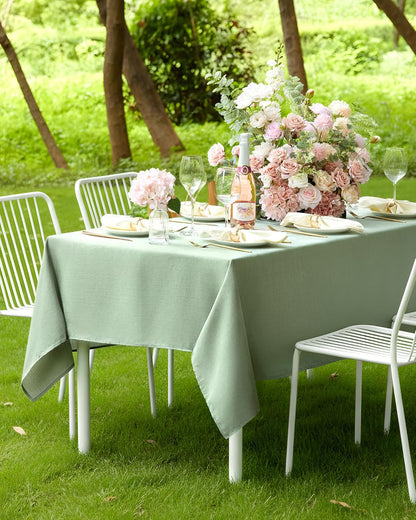 Rectangle Linen Tablecloth Waterproof & Stain Resistant, Wrinkle-Free Table Cloth Adds Elegance and Protection, Ideal for Dining, Party, Wedding and Outdoor, 52 x 70 Inch, Sage Green