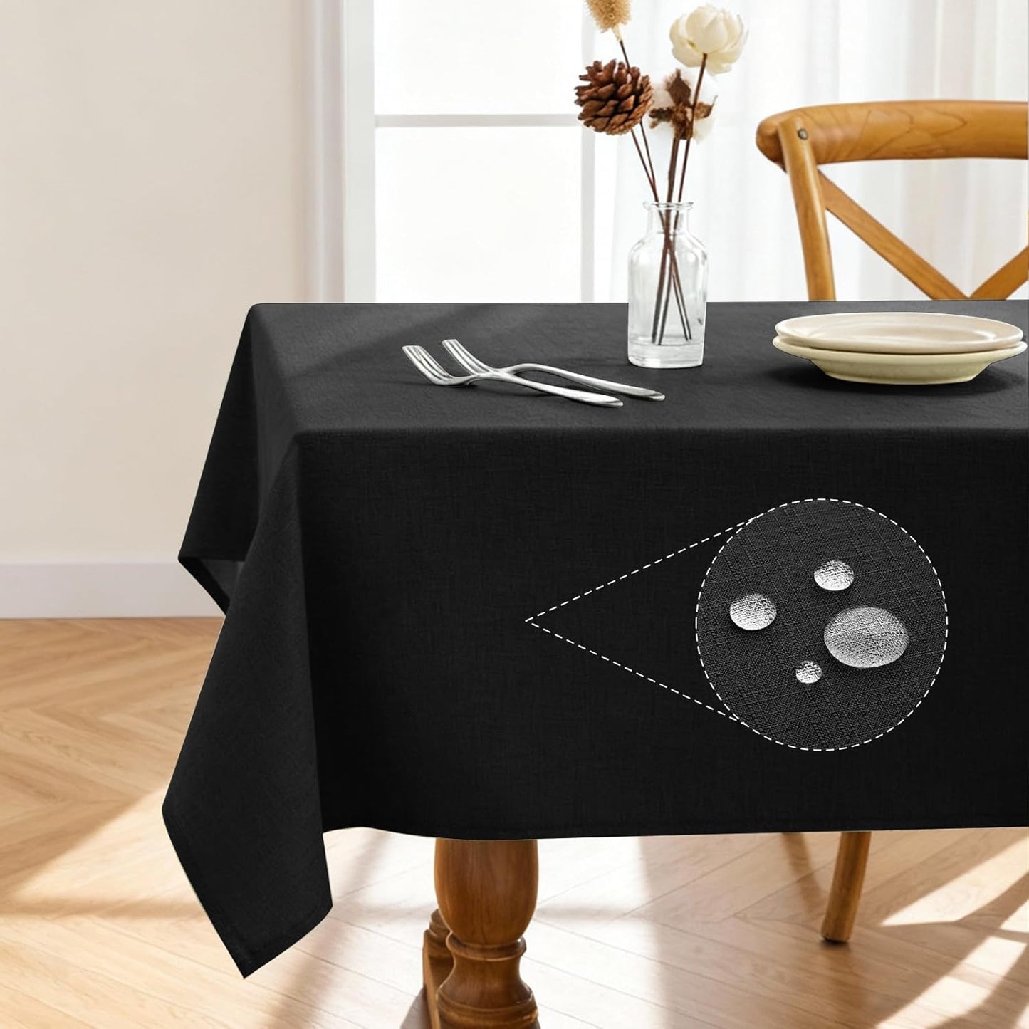 Rectangle Linen Tablecloth Waterproof & Stain Resistant, Wrinkle-Free Table Cloth Adds Elegance and Protection, Ideal for Dining, Party, Wedding and Outdoor, 52 x 70 Inch, Sage Green