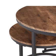HOJINLINERO Round Coffee Table,Nesting Coffee Table Set of 2,Center Tables for Living Room,Office, Home Small Space,Stacking Side Tables,Sturdy and Easy Assembly,Wood Desktop,Brown,Large